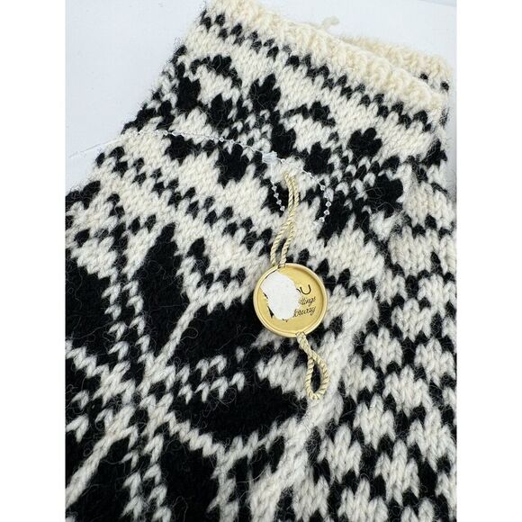 Selbu Vintage Norwegian Couple Mittens Medium/Large Black Ivory Nordic Wool CUTE - Picture 3 of 6
